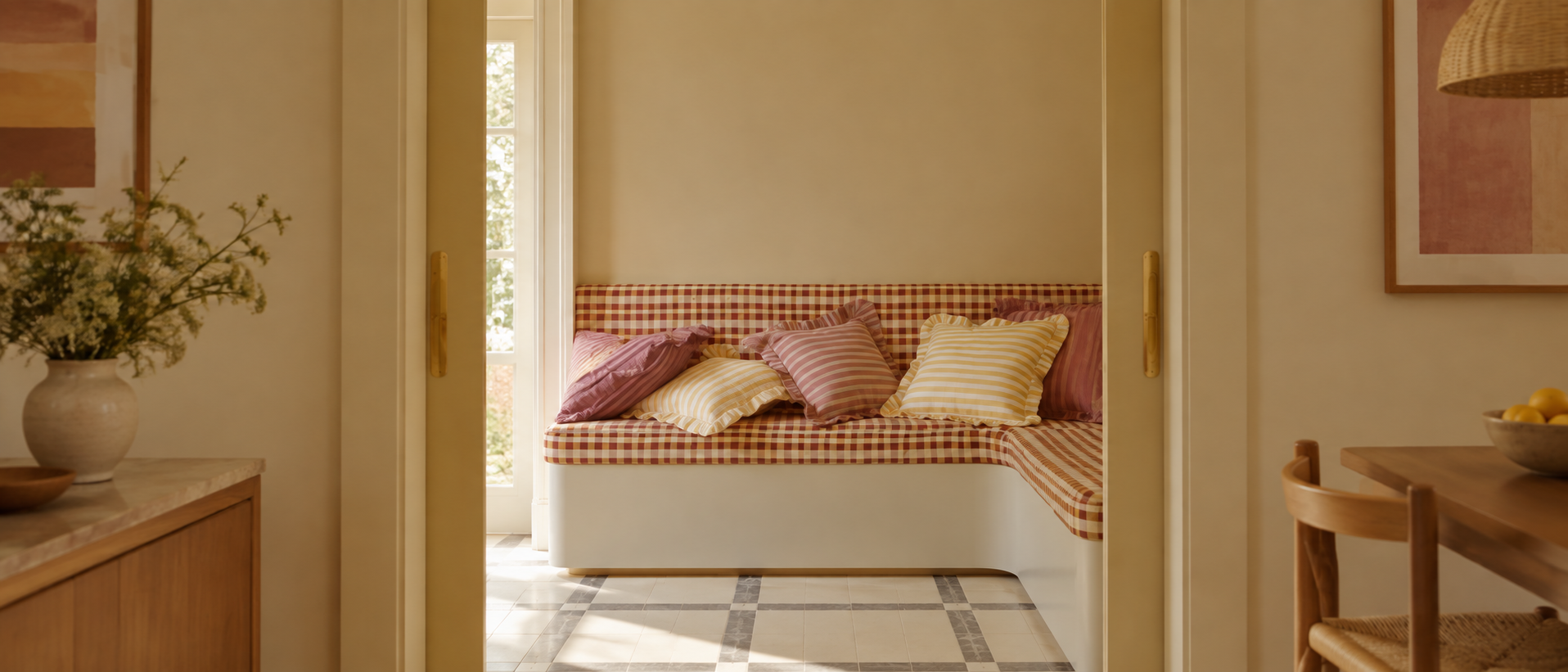 Soft cushions and throws in a relaxed interior